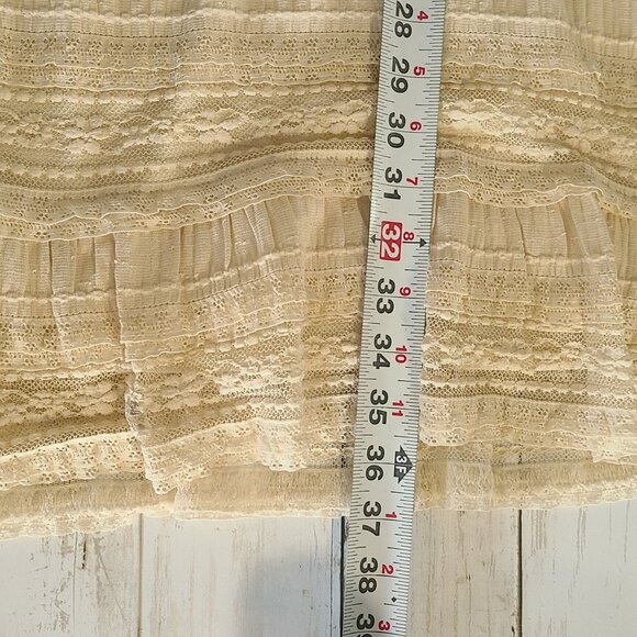 Max Edition Lace Ruffle Tiered Dress Long Sleeve Small Cream Romantic Fairy - Picture 7 of 7